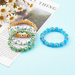 Круглые стрейч-браслеты из бусин лэмпворк с дурным глазом&nbsp;BJEW-JB06211