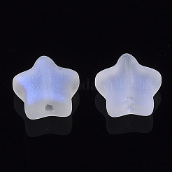 電気メッキガラスビーズ  艶消し  虹メッキ  スター  カラフル  8x8x4mm  穴：0.8~1mm&nbsp;X-GLAA-N035-01-C02