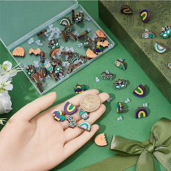 60 шт. 6 стиля деревянные серьги-гвоздики ко дню Святого Патрика&nbsp;EJEW-SC0001-42