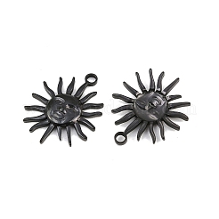 イオンプレーティング(IP)304ステンレスペンダント  人面チャーム付き太陽  ブラック  30x24.5x4mm  穴：2.5mm&nbsp;STAS-G278-18B