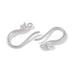 真鍮製マイクロパヴェキュービックジルコニアピアスフック  釣り針  プラチナ  16x9x3mm  穴：1mm&nbsp;KK-U008-09P