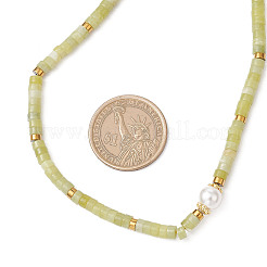 Ожерелья из круглых ракушечных жемчужин и натурального китайского южного нефрита «хейши»&nbsp;NJEW-JN05300-02