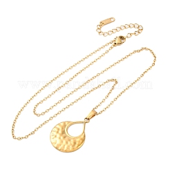 Ожерелья из текстурированной полой каплевидной формы из нержавеющей стали 304 NJEW-H059-27G