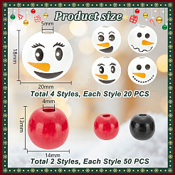 180 шт. 6 стиля рождественский снеговик принт деревянные европейские бусины WOOD-PH0003-03B