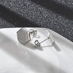 Серьги-гвоздики из нержавеющей стали 304 с микропаве из прозрачных кубических цирконий&nbsp;STAS-Z107-01P-01