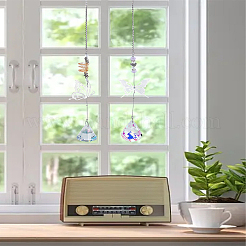 2 шт. 2 стиля стеклянные и сплавные подвесные солнечные бабочки&nbsp;HJEW-LP0002-89A