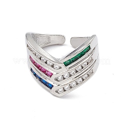Красочное кольцо-манжета со стрелой из кубического циркония RJEW-P079-10P