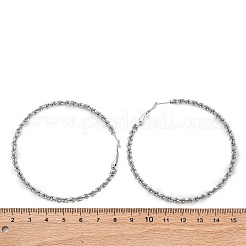 304ステンレススチールフープピアス  ツイストリング  ステンレス鋼色  66x3mm&nbsp;EJEW-S250-02A-P