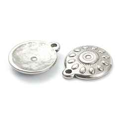 変色しない304ステンレススチールペンダント  フラットラウンド  ステンレス鋼色  17.5x15.5x3mm  穴：1.8mm&nbsp;STAS-P279-59P