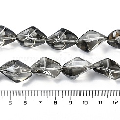 パール光沢メッキ電気メッキ透明ガラスビーズ連売り  ナゲット  グレー  22x12.5x15mm  穴：1.4mm  約30個/連  25.20''（64センチメートル）&nbsp;EGLA-E060-01A-PL01