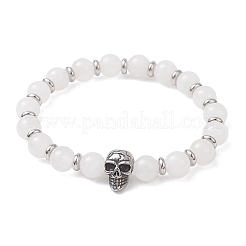 Эластичные браслеты из натурального малайзийского нефрита&nbsp;BJEW-JB12184-02