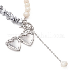 Ожерелье из синтетической немагнитной гематитовой крошки с натуральным жемчугом из картофеля&nbsp;NJEW-JN05894-01