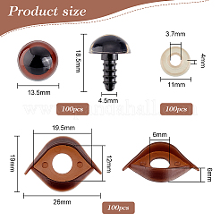 Halbrunde Bastel-Sicherheitsaugen und Augenlid-Sets aus Kunststoff&nbsp;DOLL-WH0002-12B