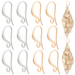 BENECREAT 48Pcs 2 Colors Real 18K Gold Plated Stud Earring Hook, Brass Silver Coil and Ball Dangle Ear Wires Fish Hooks with Plastic Containers for Jewelry Earring Making, Hole: 1.5mm