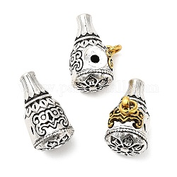 Perlas de gurú de 3 agujero de aleación de estilo tibetano chapado en estante, cuentas perforadas en t, calabaza, sin plomo y cadmio, plata antigua y oro antiguo, 28x16.5x15mm, agujero: 2.5mm y 2.6 mm