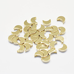 Long-Lasting Plated Brass Charms, Real 18K Gold Plated, Nickel Free, Moon, 7x5.5x2.5mm, Hole: 1.5mm