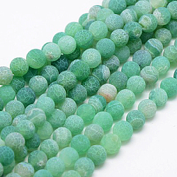 Natural Weathered Agate Beads Strands, Dyed, Frosted, Round, Medium Aquamarine, 6mm, Hole: 1mm, about 64pcs/strand, 13.6 inch