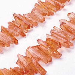 Natürliche Quarzkristallspitzen, Perlenstränge, gefärbt, Nuggets, Koralle, 15~30x4~8x4~7 mm, Bohrung: 1 mm, 8 Zoll