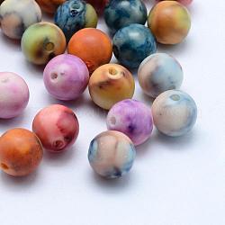 Perles en cuisson peinture acrylique, ronde, mat, couleur mixte, 10x9.5mm, trou: 1.5 mm, environ 960 pcs / 500 g
