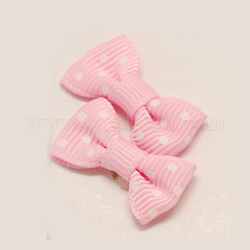 Accessori per costume fiore tessuta fatto a mano , dot bowknot & archi dei capelli, perla rosa, 28x14x5mm