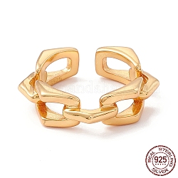 Кольцо-манжета из стерлингового серебра в форме цепочки 925, регулируемое открытое кольцо для мужчин и женщин, золотые, размер США 10 3/4 (20.3 мм)