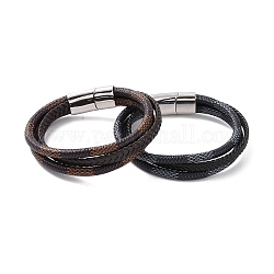 Bracelet multi-rangs triple couche cordon cuir microfibre avec 304 boucle aimantée acier inoxydable pour homme femme, couleur mixte, 8-1/2 pouce (21.5 cm)