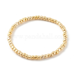 Galvaniser les bracelets extensibles de perles de rocaille de verre rondes, plaqué or, diamètre intérieur: 2-3/8 pouce (6 cm)