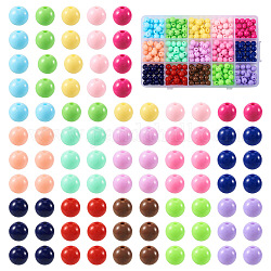 300 pz 15 colori perline acriliche opache, tondo, colore misto, 8x7mm, Foro: 2 mm, 20 pz / colore