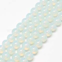 Chapelets de perles en verre peint, imitation opalite, ronde, blanc, 8mm, Trou: 1.3~1.6mm, Environ 100 pcs/chapelet, 31.4 pouce