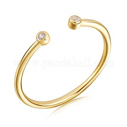 925 минималистское открытое кольцо-манжета из стерлингового серебра с прозрачным кубическим цирконием для женщин, золотые, размер США 5 1/4 (15.9 мм)