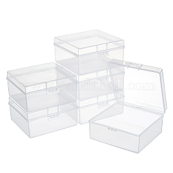 Scatola di plastica benecreat pp, flip cover, rettangolo, bianco, 9.8x10.2x5cm, formato interno: 8.9x9.7 cm
