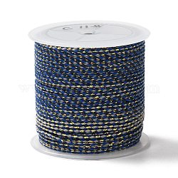 4重ポリコットンコード  手作りマクラメ綿ロープ  金ワイヤと  ひも壁掛け用植物ハンガー  diyクラフトストリング編み  ダークブルー  1.5mm  約21.8ヤード（20m）/ロール