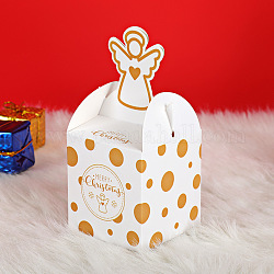 Coffrets cadeaux de bonbons à thème de noël, boîtes d'emballage, pour noël présente des bonbons fête du festival de noël, blanc, 18x8.5x8.5 cm