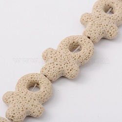 Synthetic Lava Rock Bead Strands, Female Gender Sign, Dyed, Beige, 38x34x8mm, Hole: 1mm, about 12pcs/strand, 16.1 inch