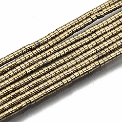 Electroplate non magnetici ematite sintetico fili di perline, colonna, verga d'oro pallido, 1.5x1mm, Foro: 0.5 mm, circa 377~383pcs/filo, 15.75 pollice ~ 15.94 pollici (40 cm ~ 40.5 cm)