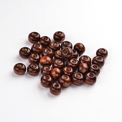Perle di legno naturale tinte, tondo,  piombo libero, marrone noce di cocco, 10x9mm, Foro: 3 mm, circa 3000pcs/1000g