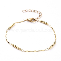 Brass Link Chain Bracelets, with 304 Stainless Steel Lobster Claw Clasps and Iron Chain Extender, Golden, 7-7/8 inch(19.9cm)