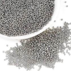 Cuentas de rocailles redondas miyuki, Abalorios de la semilla japonés, (rr1865) opaco brillo gris humo, 15/0, 1.5mm, agujero: 0.7 mm, aproximamente 5555 unidades / 10 g