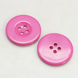Resin Buttons, Dyed, Flat Round, Hot Pink, 25x3mm