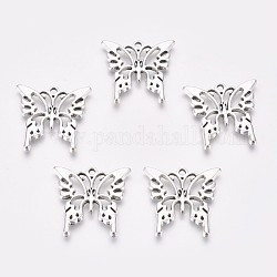 Tibetan Style Alloy Pendants, Lead Free and Cadmium Free, Antique Silver, Butterfly, 25x26x2mm, Hole: 2mm