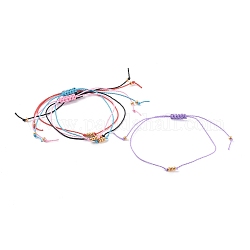Регулируемые браслеты из вощеного полиэстера с плетеными бусинами, с круглым бисером рокайль, разноцветные, внутренний диаметр: 1/2~3-3/8 дюйм (1.2~8.7 см)