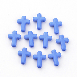 Abalorios acrílicos opacos, cruz, azul aciano, 16x12x4.5mm, aproximamente 123 unidades / 50 g
