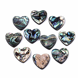 Perle di conchiglia abalone naturale / conchiglia paua, cuore, colorato, 20x20.5x3.5mm, Foro: 1 mm