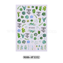 Наклейки наклейки для ногтей, украшения для ногтей своими руками, узор из цветов и листьев, светло-зеленый, 95x65 мм