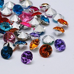 Imitation Taiwan Acrylic Rhinestone Pointed Back Cabochons, Faceted, Diamond, Mixed Color, 3x2mm