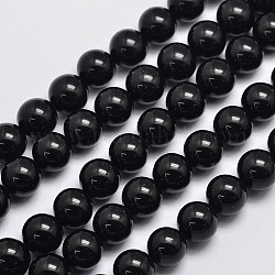 Natürliche Malaysia Jade Perlen Stränge, Runde, gefärbt, Schwarz, 10 mm, Bohrung: 1 mm, ca. 38 Stk. / Strang, 15 Zoll