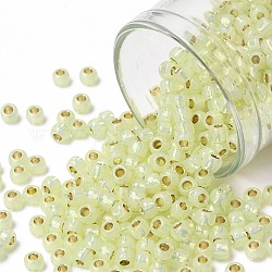 TOHO Round Seed Beads, Japanese Seed Beads, (PF2109) PermaFinish Jonquil Opal Silver Lined, 8/0, 3mm, Hole: 1mm, about 10000pcs/pound