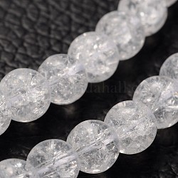 Crackle sintetico perle di quarzo fili, tondo, cristallo sintetico, chiaro, chiaro, 6mm, Foro: 1 mm, circa 68 pcs/filo, 15.5 pollice