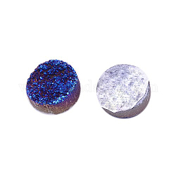Cabochons en cristal drusy naturel électrolytique, plat rond, teinte, bleu, 25x4~13mm