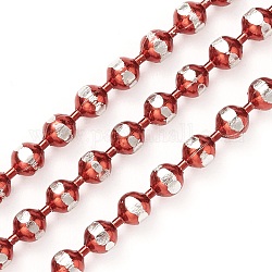 304 из нержавеющей стальной шарик цепочки, с катушкой, красные, 2 мм, около 32.8 фута (10 м) / рулон